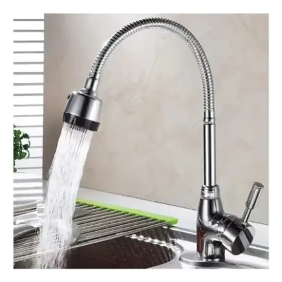 Llave Grifería Lavaplatos Flexible Doble Chorro Multifuncional Fregadero Mezclador De Agua Monomando 9