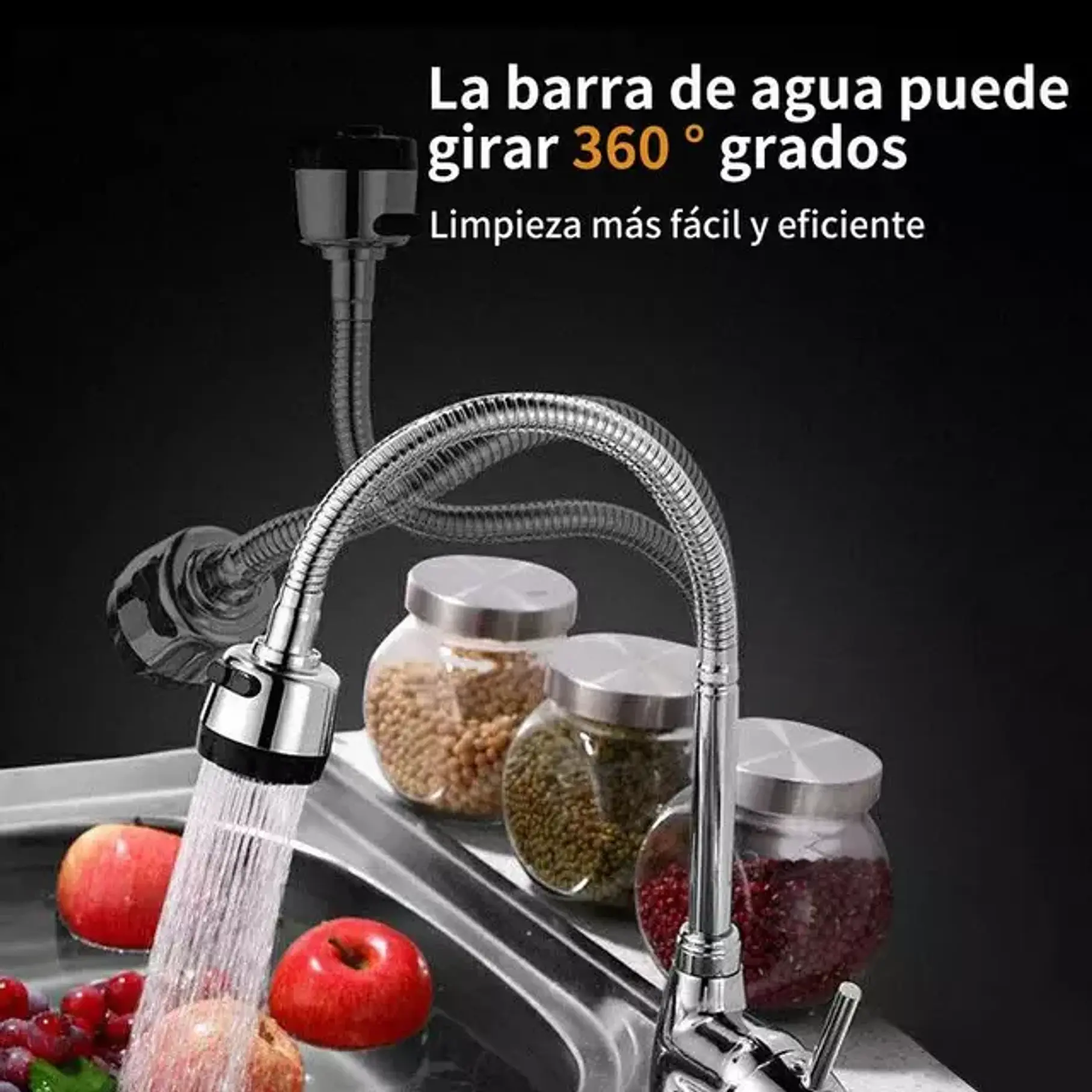 Llave Grifería Lavaplatos Flexible Doble Chorro Multifuncional Fregadero Mezclador De Agua Monomando 11