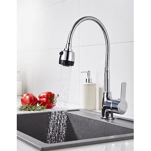 Llave Grifería Lavaplatos Flexible Doble Chorro Multifuncional Fregadero Mezclador De Agua Monomando