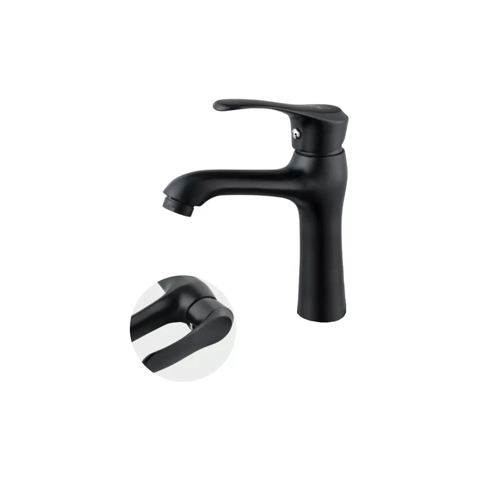 Llave Grifería Lavamanos Profesional Monomando Curvo Negro Calidad Negro Mate  3