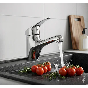 Llave Monomando Lavamanos Cromado + Flexibles 2RL Brillante Modelo Acero Inoxidable