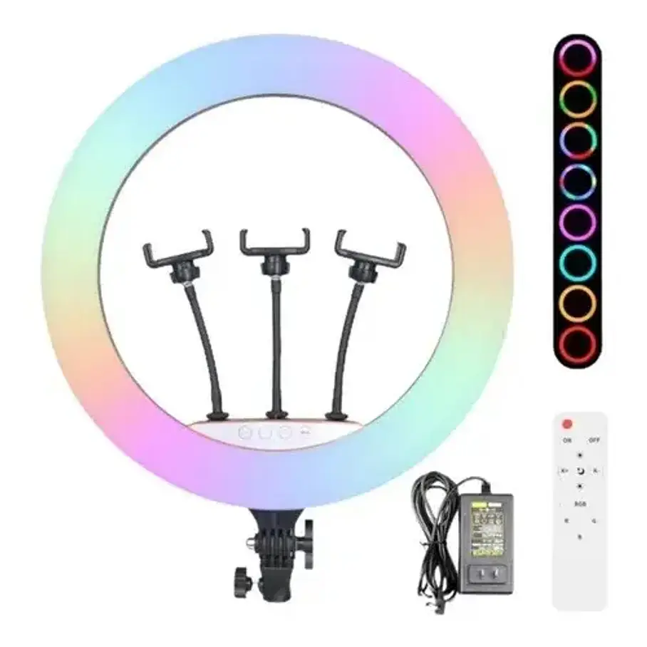 Aro Luz Led Multicolor 56cm + Control + Trípode +  RGB 22 Pulgadas Colores Variados Influencer Luces Para Tus Videos 1