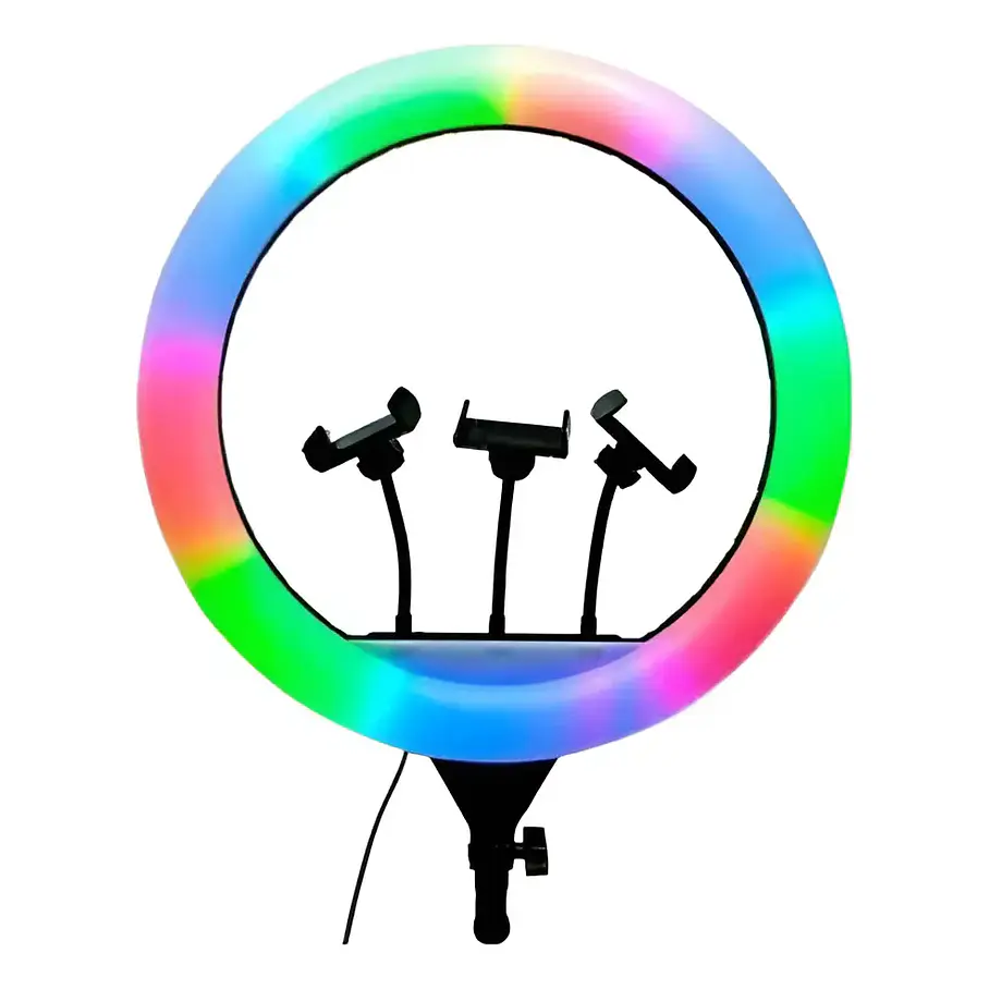 Aro Luz Led Multicolor 56cm + Control + Trípode +  RGB 22 Pulgadas Colores Variados Influencer Luces Para Tus Videos 3