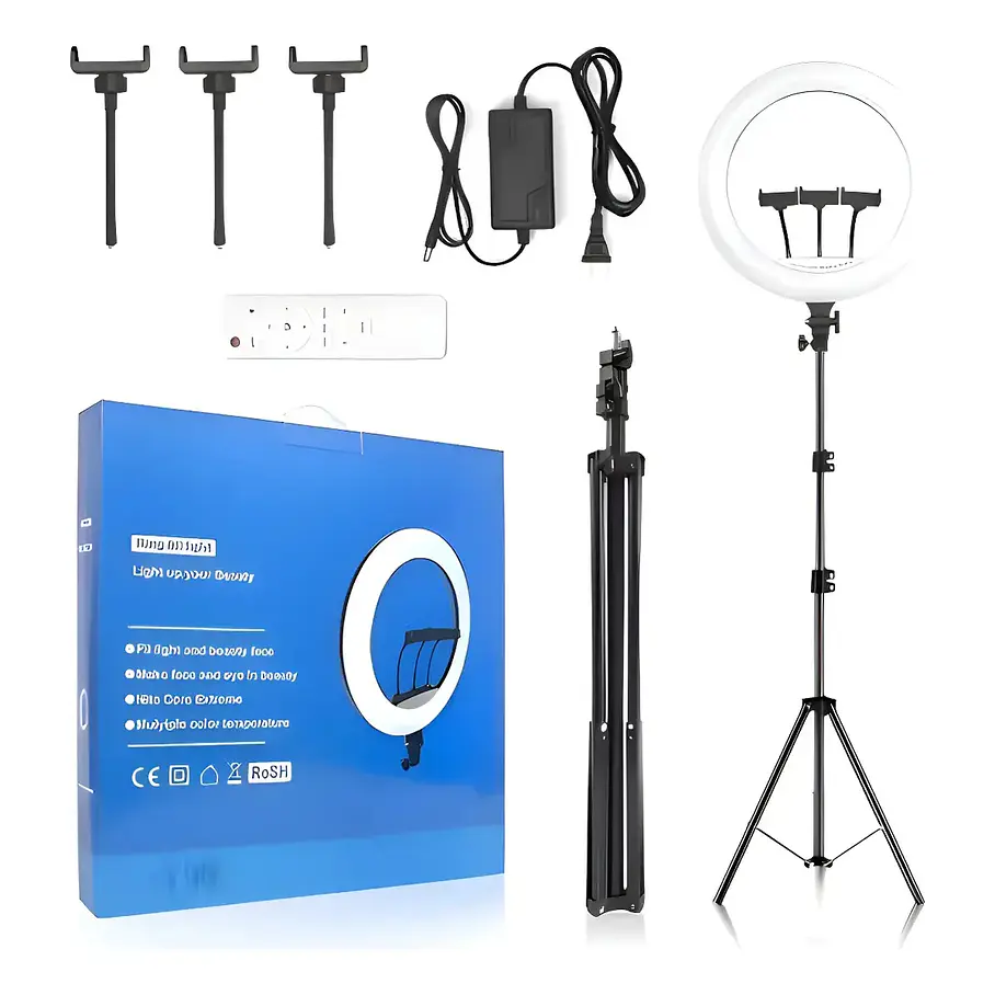 Aro Luz Led Multicolor 56cm + Control + Trípode +  RGB 22 Pulgadas Colores Variados Influencer Luces Para Tus Videos 2