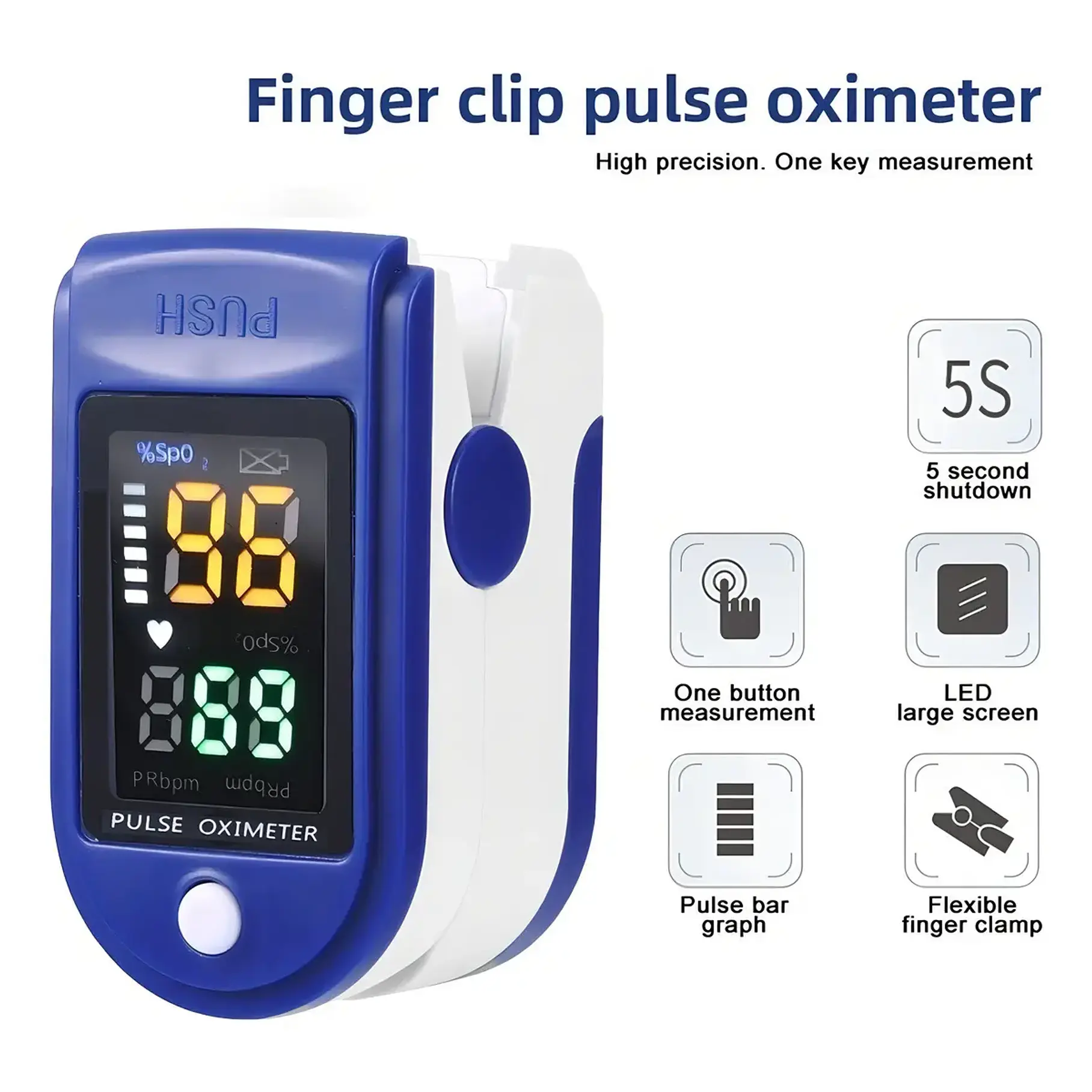 Oxímetro de Dedo LED JZK Precisión SpO2 Frecuencia Pulso Portátil 8