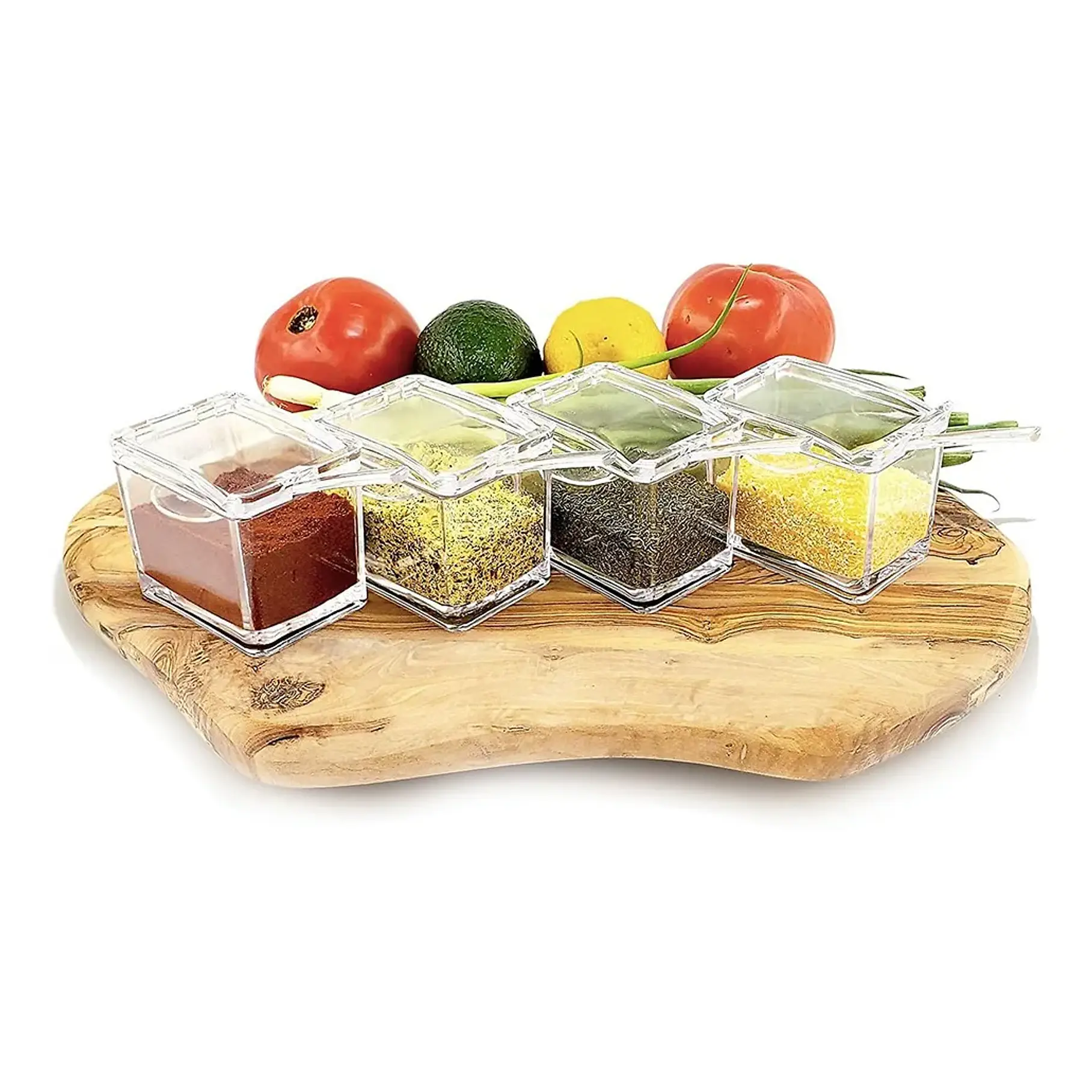 Especiero Condiméntero De Mesa Crystal 4 Tarros Acrílico Transparente Cuchara  7