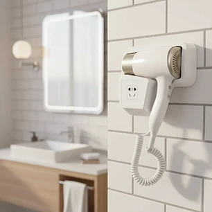 Secador De Cabello Con Soporte De Pared Habitación Baño Secador Hotel