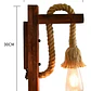 Aplique Lampara Muro Cañamo Madera Vintage Soga E27 Deco - Miniatura 4