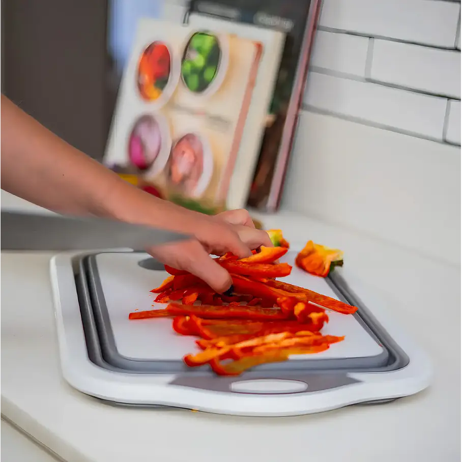 Tabla De Corte Plegable 3 En 1 Simplit Color Blanco Liso Tabla Picar Plegable Alimentos Frutas 2
