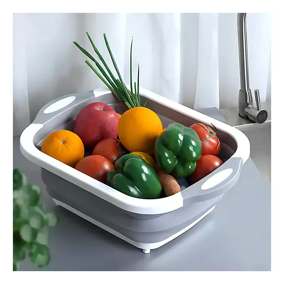 Tabla De Corte Plegable 3 En 1 Simplit Color Blanco Liso Tabla Picar Plegable Alimentos Frutas 4