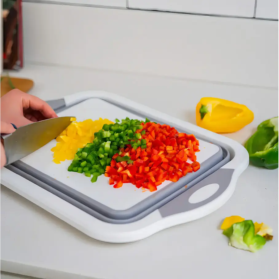 Tabla De Corte Plegable 3 En 1 Simplit Color Blanco Liso Tabla Picar Plegable Alimentos Frutas 7