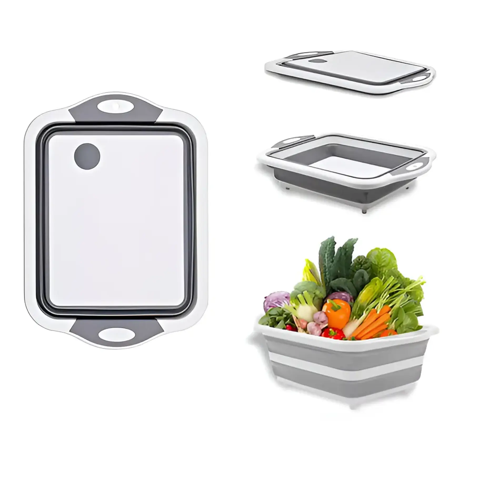 Tabla De Corte Plegable 3 En 1 Simplit Color Blanco Liso Tabla Picar Plegable Alimentos Frutas 1