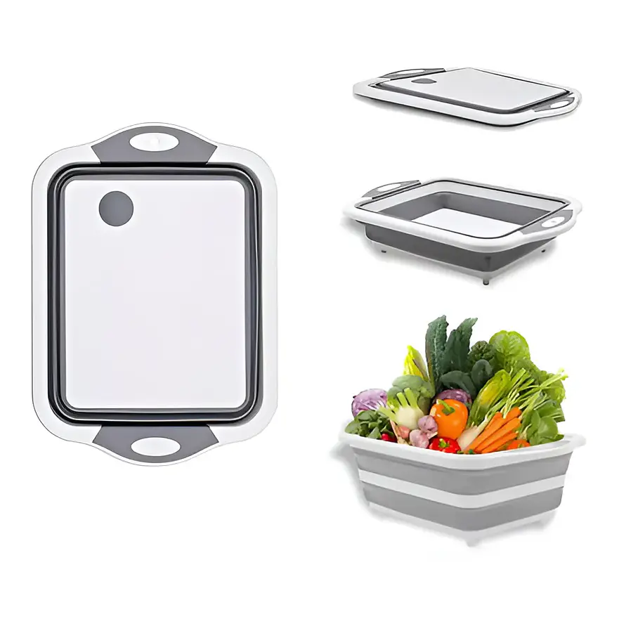 Tabla De Corte Plegable 3 En 1 Simplit Color Blanco Liso Tabla Picar Plegable Alimentos Frutas 1