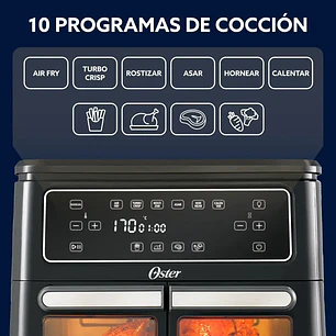 Oster Freidora De Aire Flex 11l Con Dos Zonas Ckstaf11mcddf Multifunción Horno