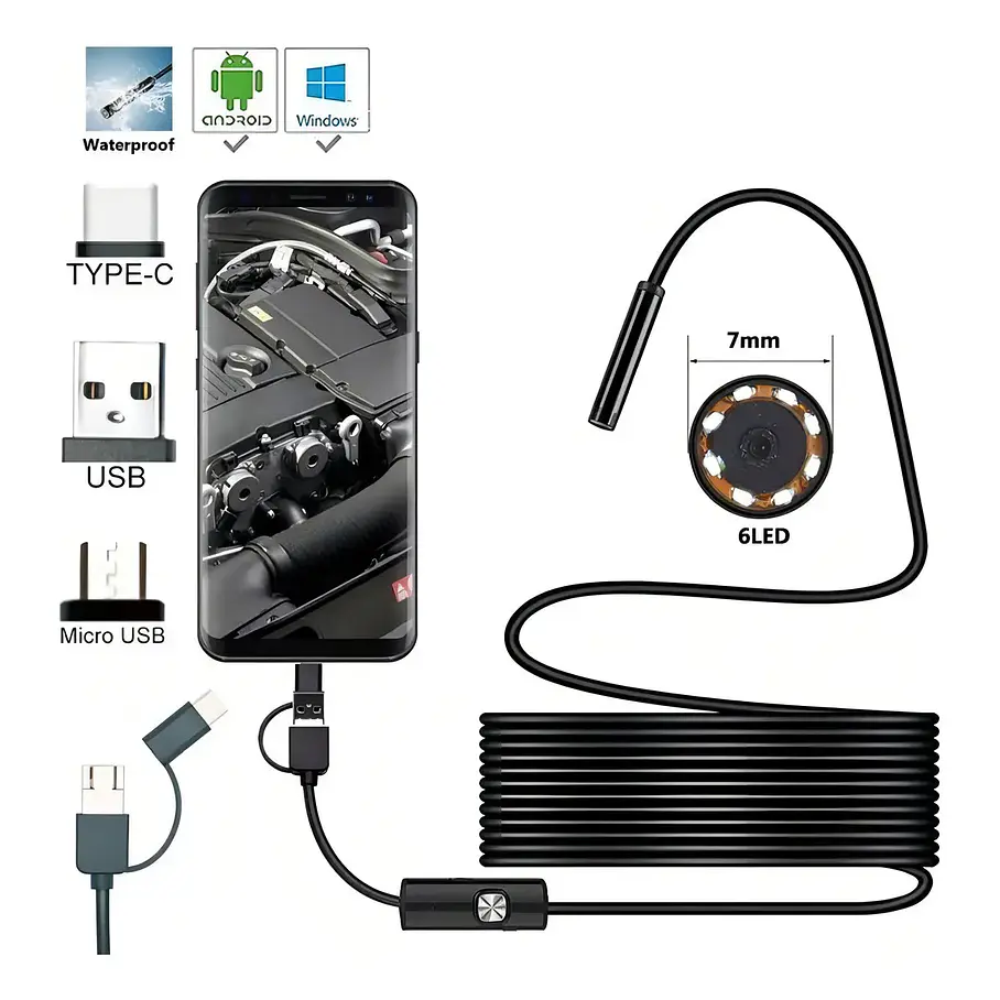 Cámara Endoscopica Flexible 5 Mts Negro Camara Cable CelularCámara Endoscopica Flexible 5 Mts Negro Camara Cable Celular Cámara Endoscopica Flexible 5 Mts Negro Camara Cable Celular Cámara Endoscopica 6