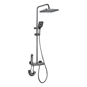Ducha Columna Moderna 4 Funciones Llave Botones Color Negro Con Pantalla Digital Multifunción 