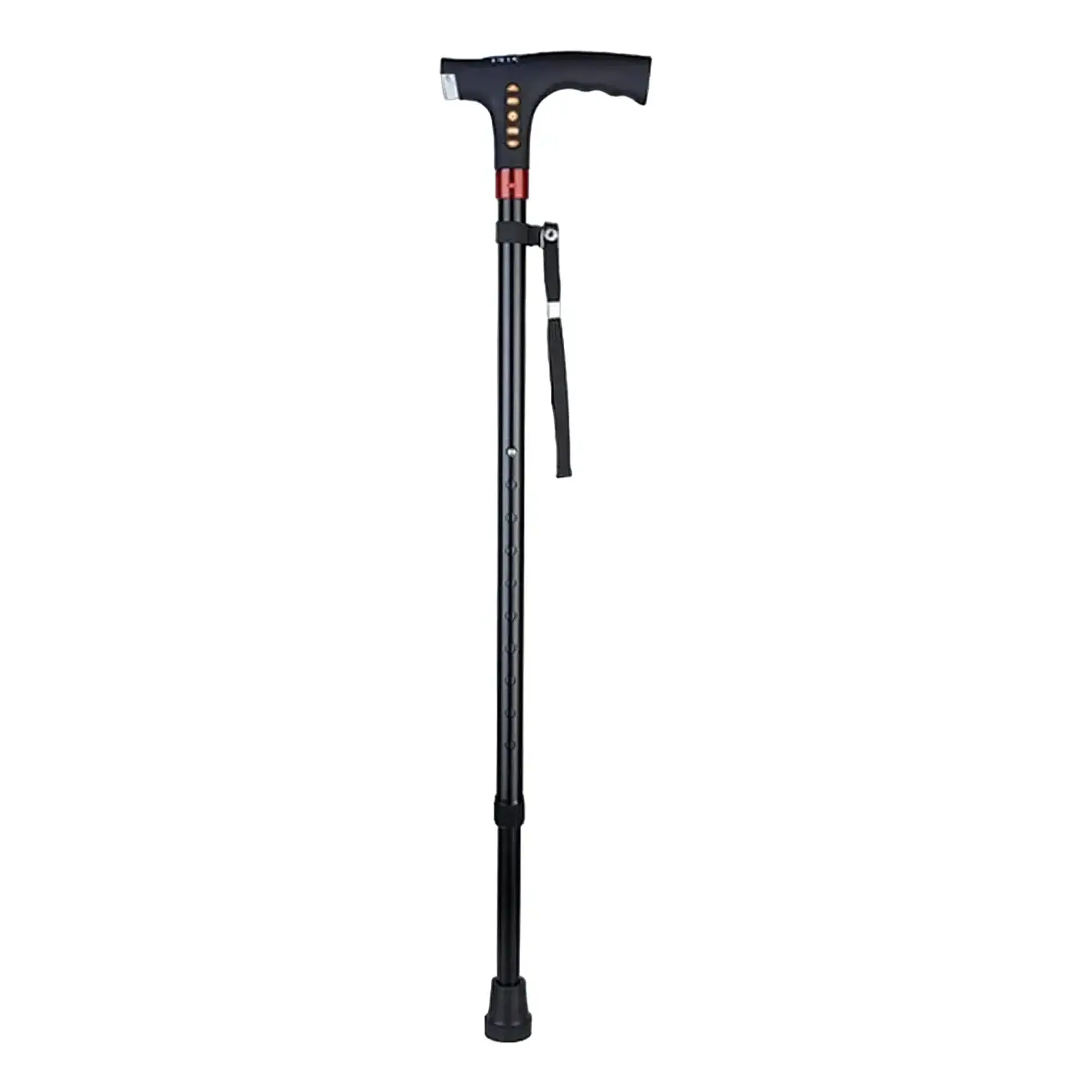 Bastón Ajustable Luz Led Linterna Alarma Radio Fm Mp3 Color Negro 1