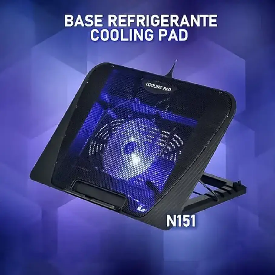Ventilador Notebook Base Gamer Altura Ajustable Luz Led Color Negro 5