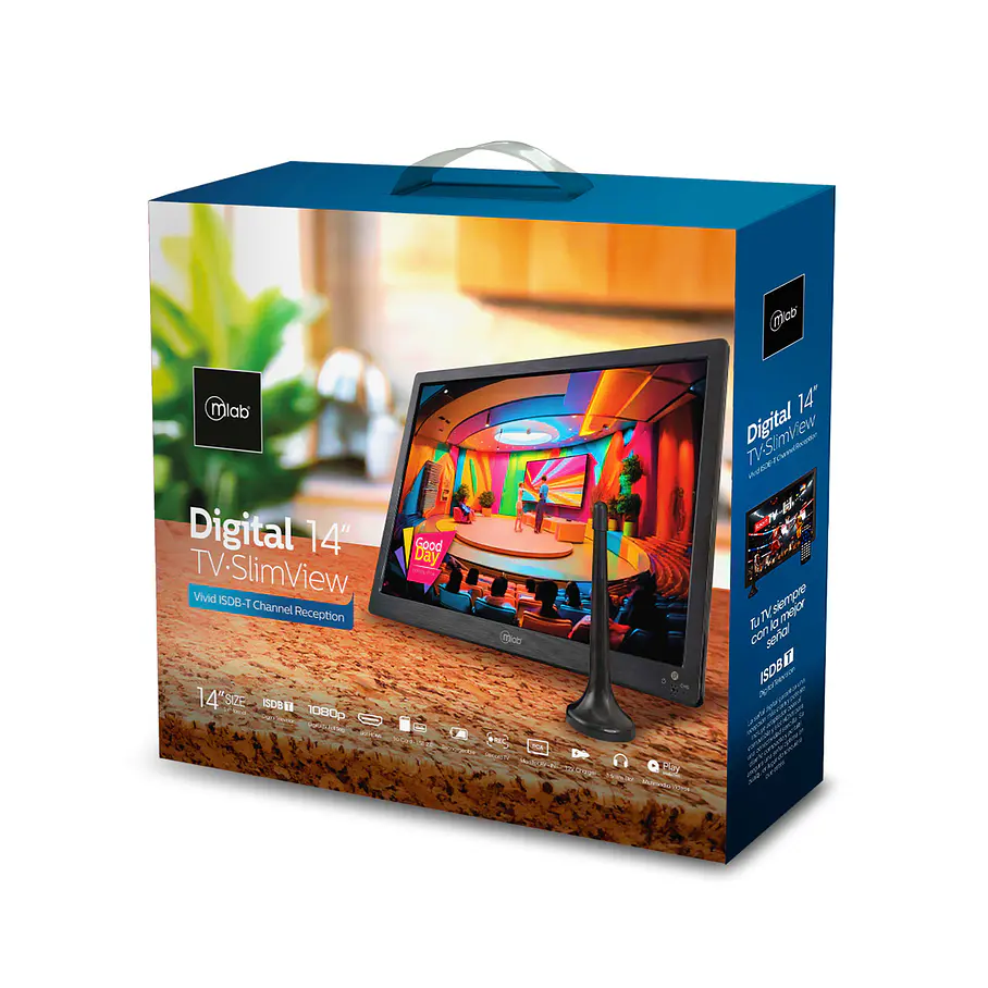 Televisor Portátil 14 Pulgadas Color Señal Digital 9452 – Digital 14” TV·SlimView 5