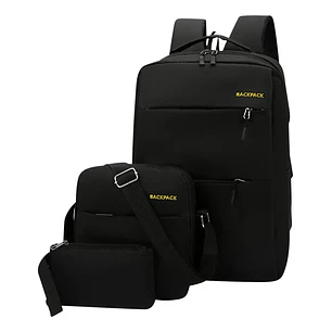 Kit Mochila Urbana Para Notebook Morral Estuche Pack De 3 Bolsos Mochila 