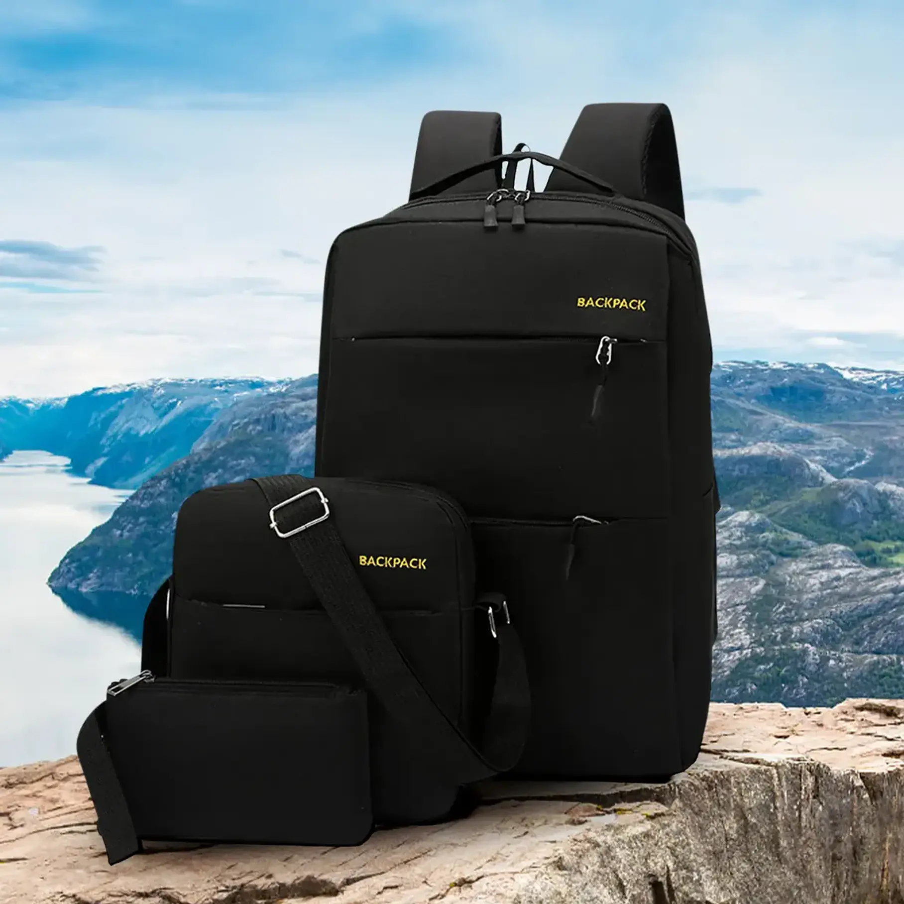 Kit Mochila Urbana Para Notebook Morral Estuche Pack De 3 Bolsos Mochila  3
