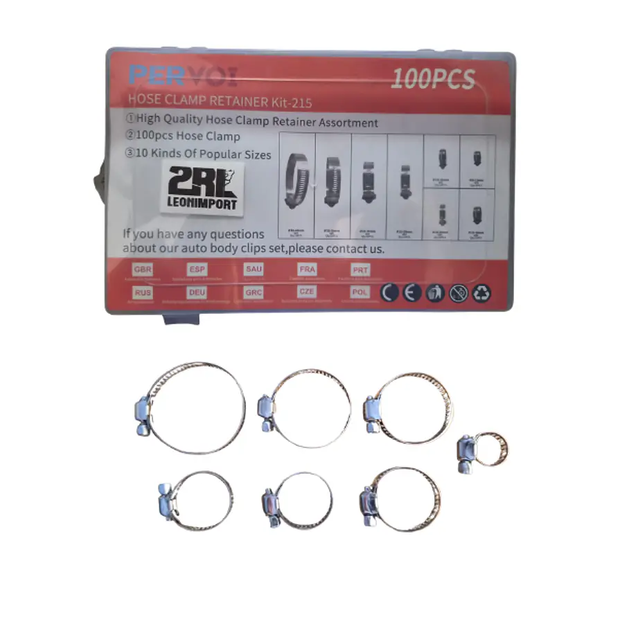 Pack x100 Abrazaderas Manguera Metálica 8 Medidas Pervoi 2RL Hose Clamp Retainer Kit-215 5