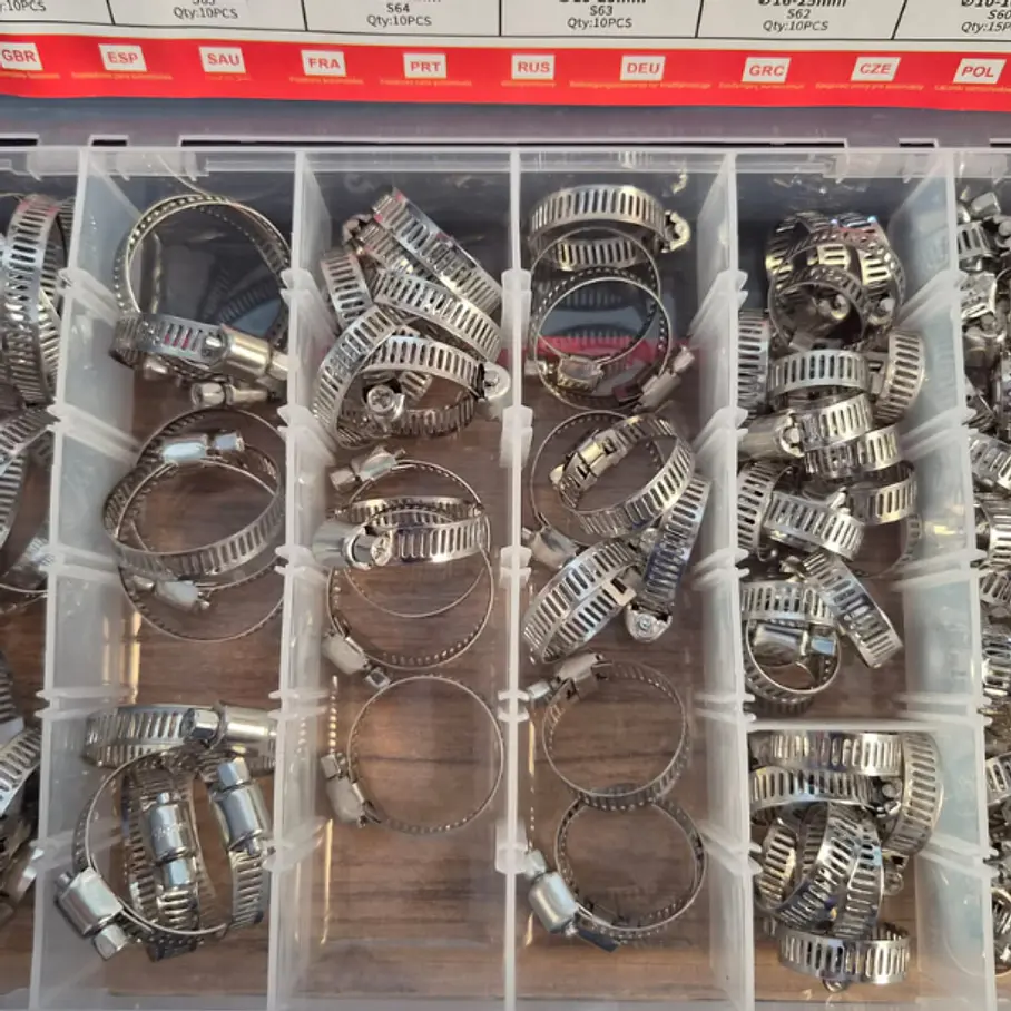 Pack x100 Abrazaderas Manguera Metálica 8 Medidas Pervoi 2RL Hose Clamp Retainer Kit-215 6