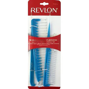 Pack Cepillo Para El Cabello Revlon Set De 3 Peines Color Azul 