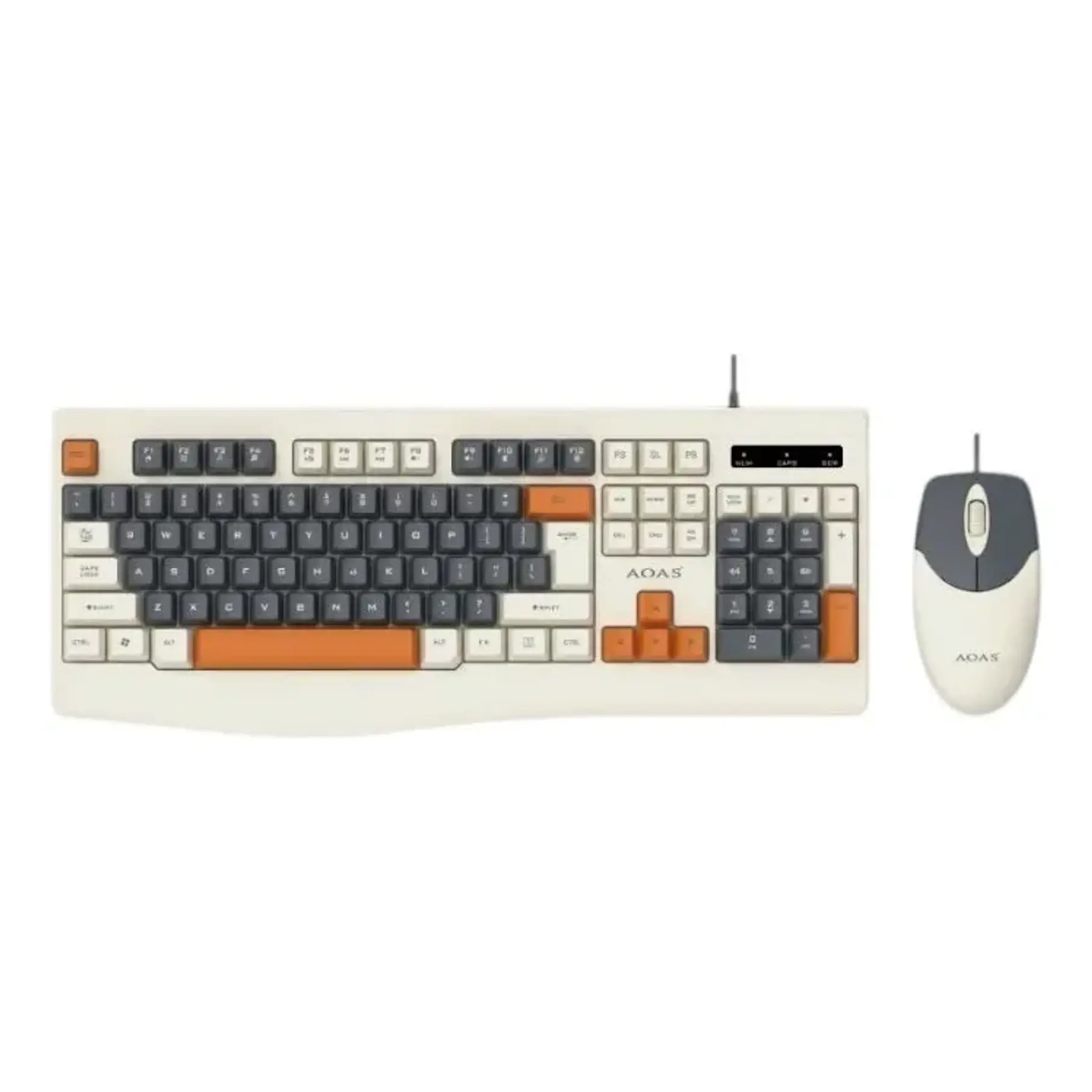 Pack De Teclado Y Mouse Kit Aoas A-1019 Keyboard Color Blanco Ergonomics Colourful Keyboard And Mouse USB Power 2