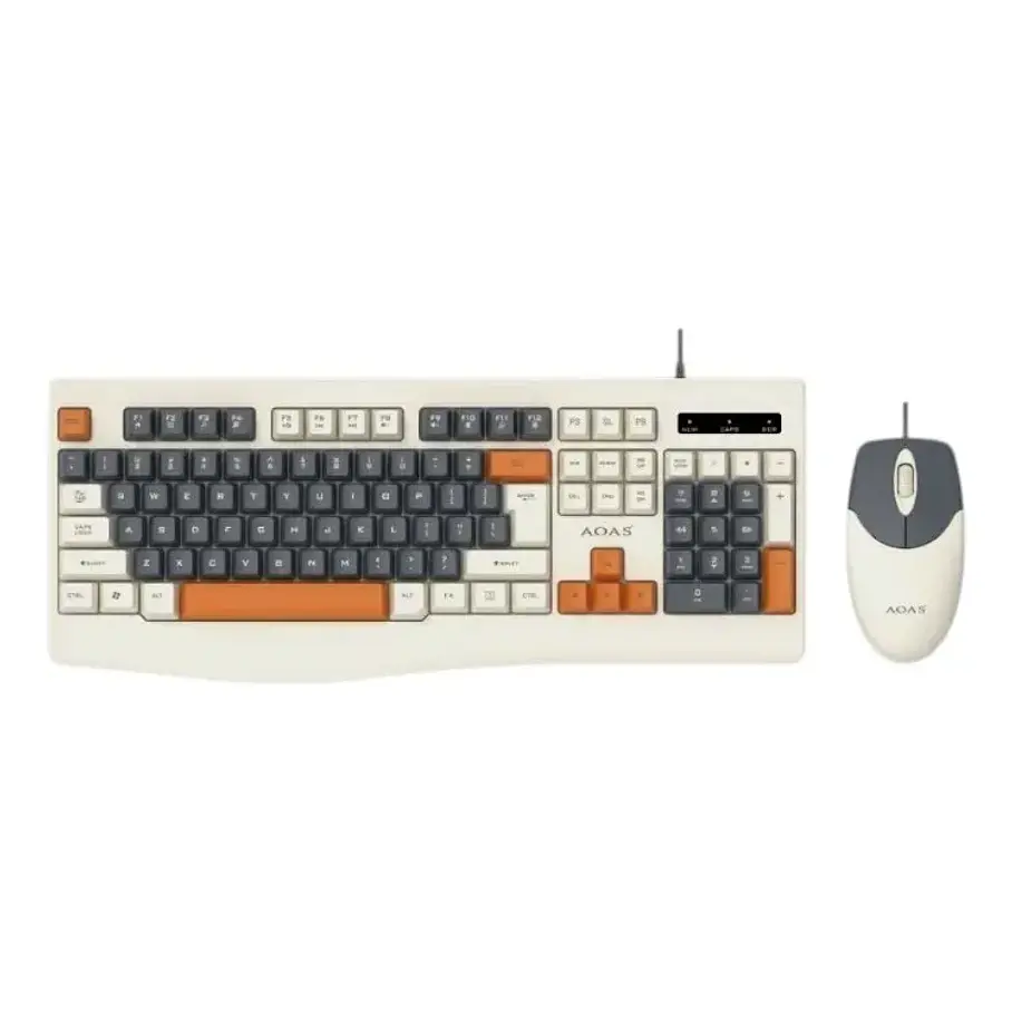 Pack De Teclado Y Mouse Kit Aoas A-1019 Keyboard Color Blanco Ergonomics Colourful Keyboard And Mouse USB Power 2
