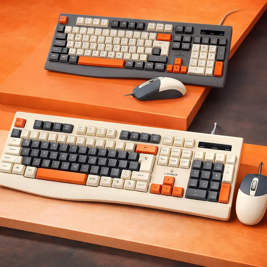 Pack De Teclado Y Mouse Kit Aoas A-1019 Keyboard Color Blanco Ergonomics Colourful Keyboard And Mouse USB Power 9