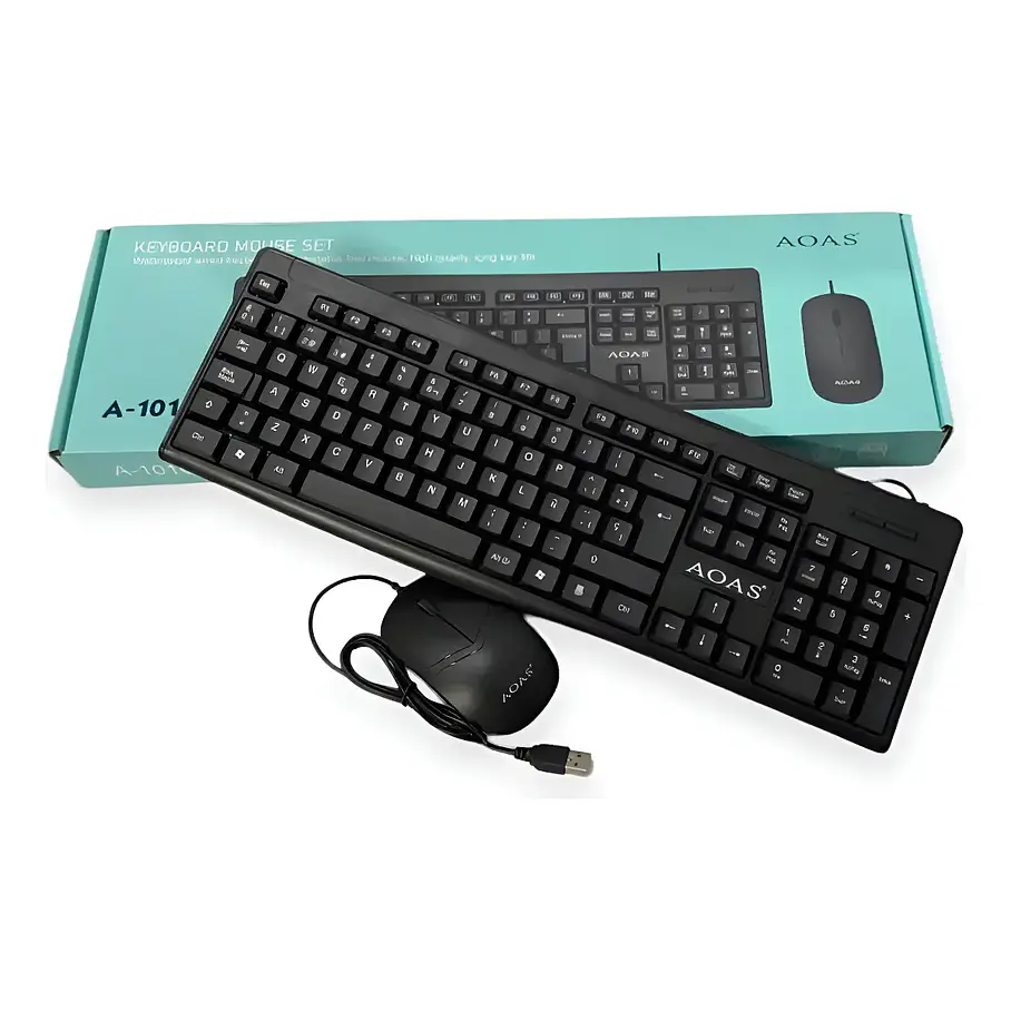Kit Teclado Y Mouse Usb Laptop Pc Computador Combo Cableado A-1016 Office Work 2