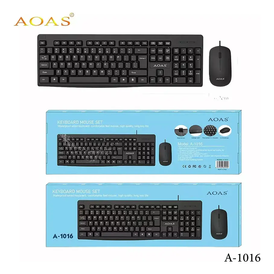 Kit Teclado Y Mouse Usb Laptop Pc Computador Combo Cableado A-1016 Office Work 4