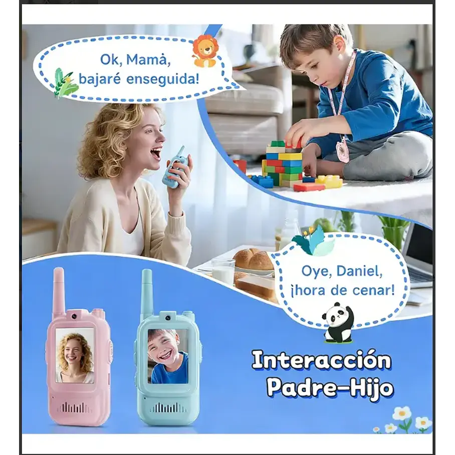 Pack x2 Walkie Talkies Boqui Toqui Con Pantalla Cámara Para Imagen Niños Comunicación Video 6