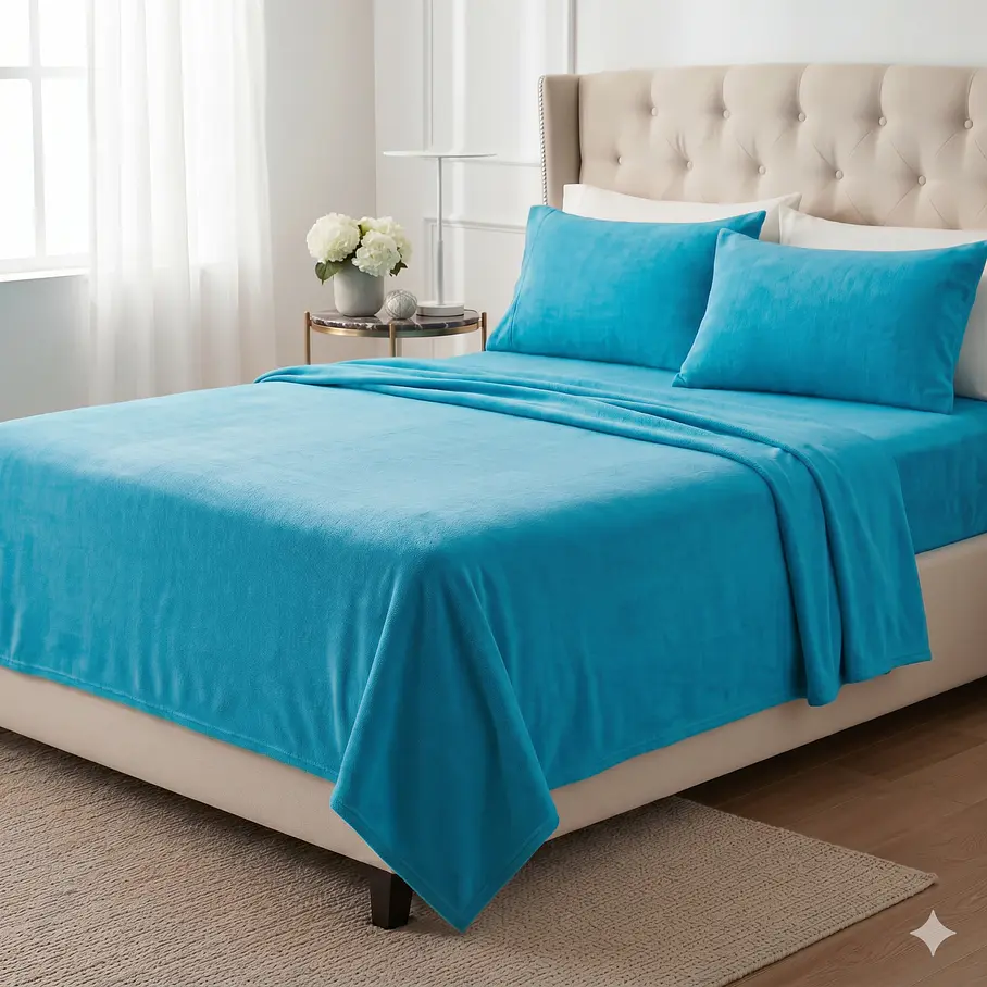 Juego De Sabanas De Polar 2 Plazas 200x230 Cm Colores Variados Con Fundas 2RL Super Suave Polar Para El Frio 6