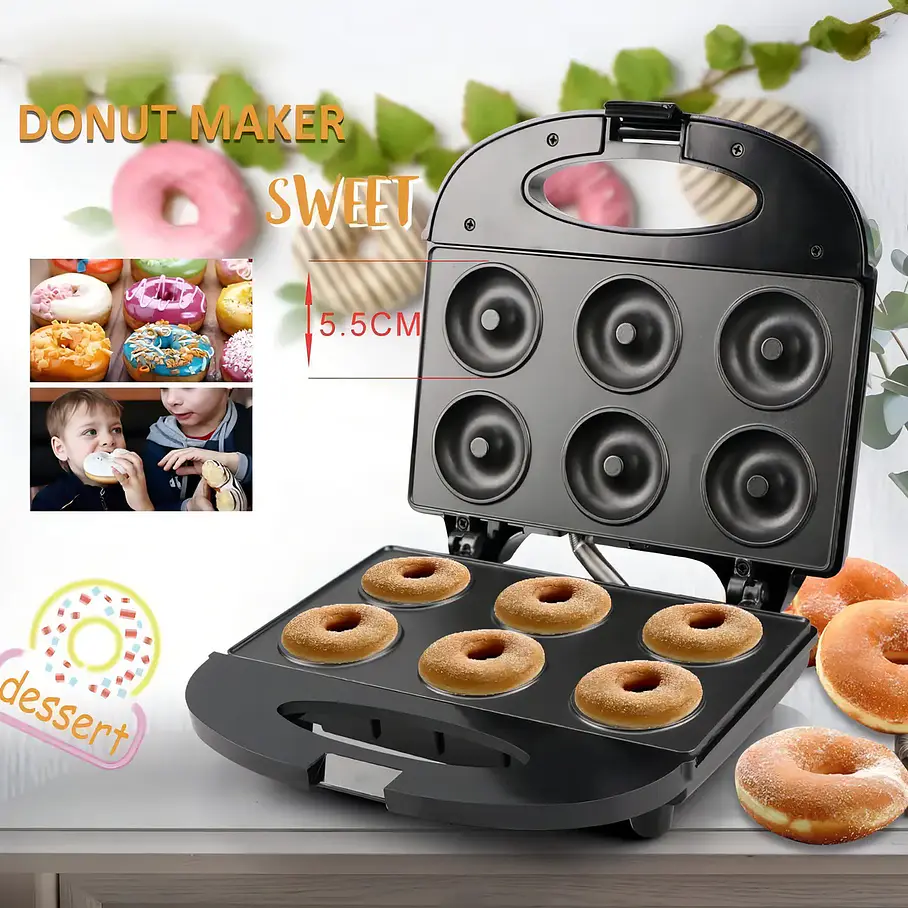 Máquina Vida Buenas Mini Donas Antiadherente 850W Negro 6 Unidades 7