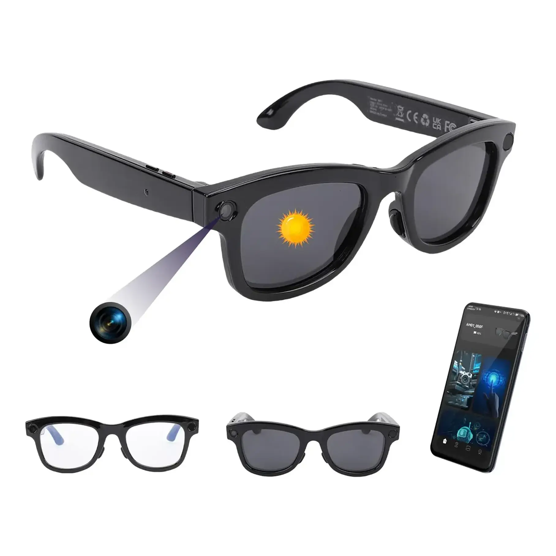 Lentes Gafas Inteligentes Ai Cámara 2k Traductor Wifi Audio Ai Smart Glasses G5 Camara Vidrio Cambiable  1