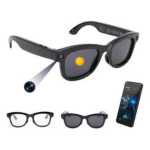 Lentes Gafas Inteligentes Ai Cámara 2k Traductor Wifi Audio Ai Smart Glasses G5 Camara Vidrio Cambiable 