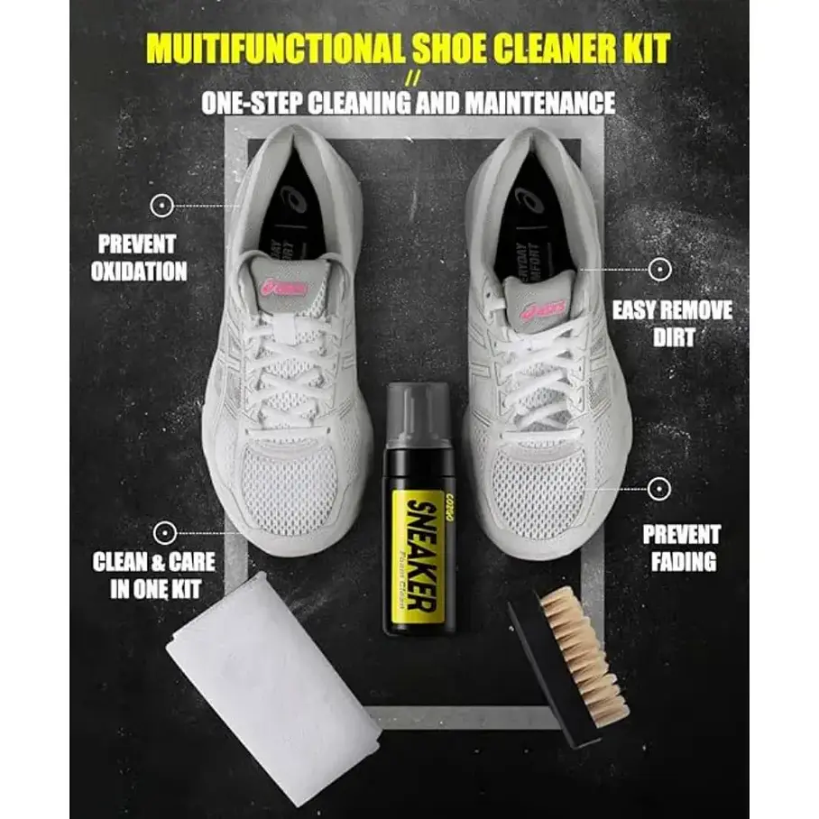 Kit De Limpieza Zapatillas Espuma Limpiadora Blanqueador Negro Zapatillas Limpiador De Zapatos Limpieza Spray Kit De Cepillos Y Manta 4