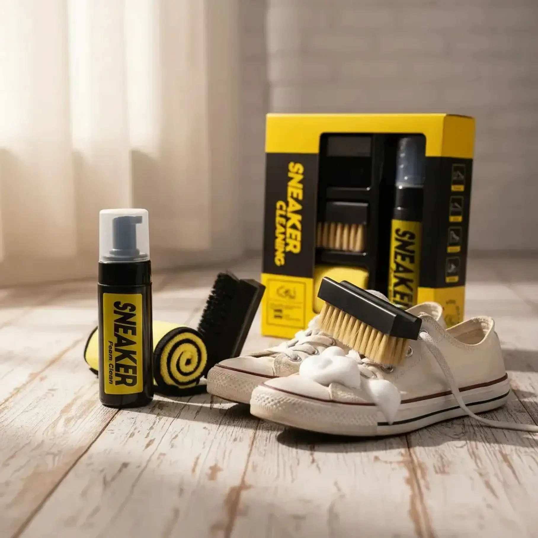 Kit De Limpieza Zapatillas Espuma Limpiadora Blanqueador Negro Zapatillas Limpiador De Zapatos Limpieza Spray Kit De Cepillos Y Manta 2