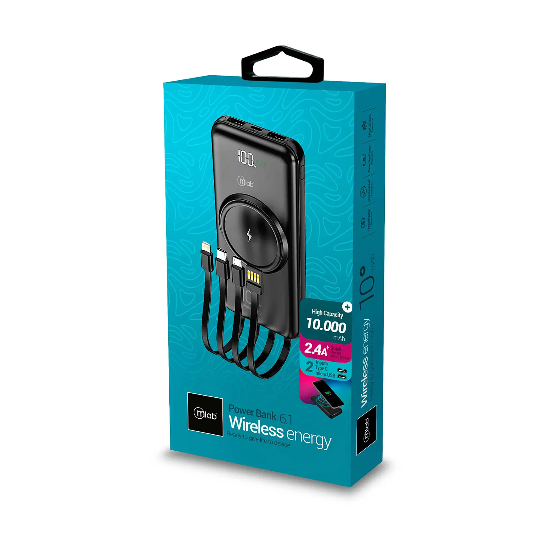 Powerbank Bateria Portatil Wireless Energy Mlab 9410 Negro 10000 mAh  2