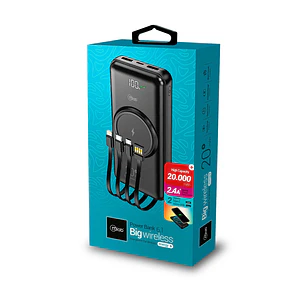 Power Bank 6.1 Big Wireless 20.000 mAh Mlab Carga Inalámbrica Multiconectores