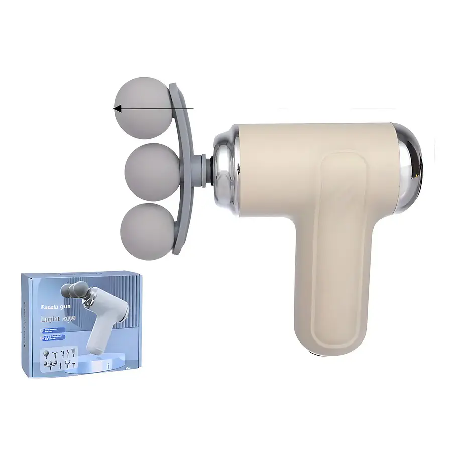Pistola Masajeadora Compacta 9 Cabezas Regulables USB Tipo C Crema 2