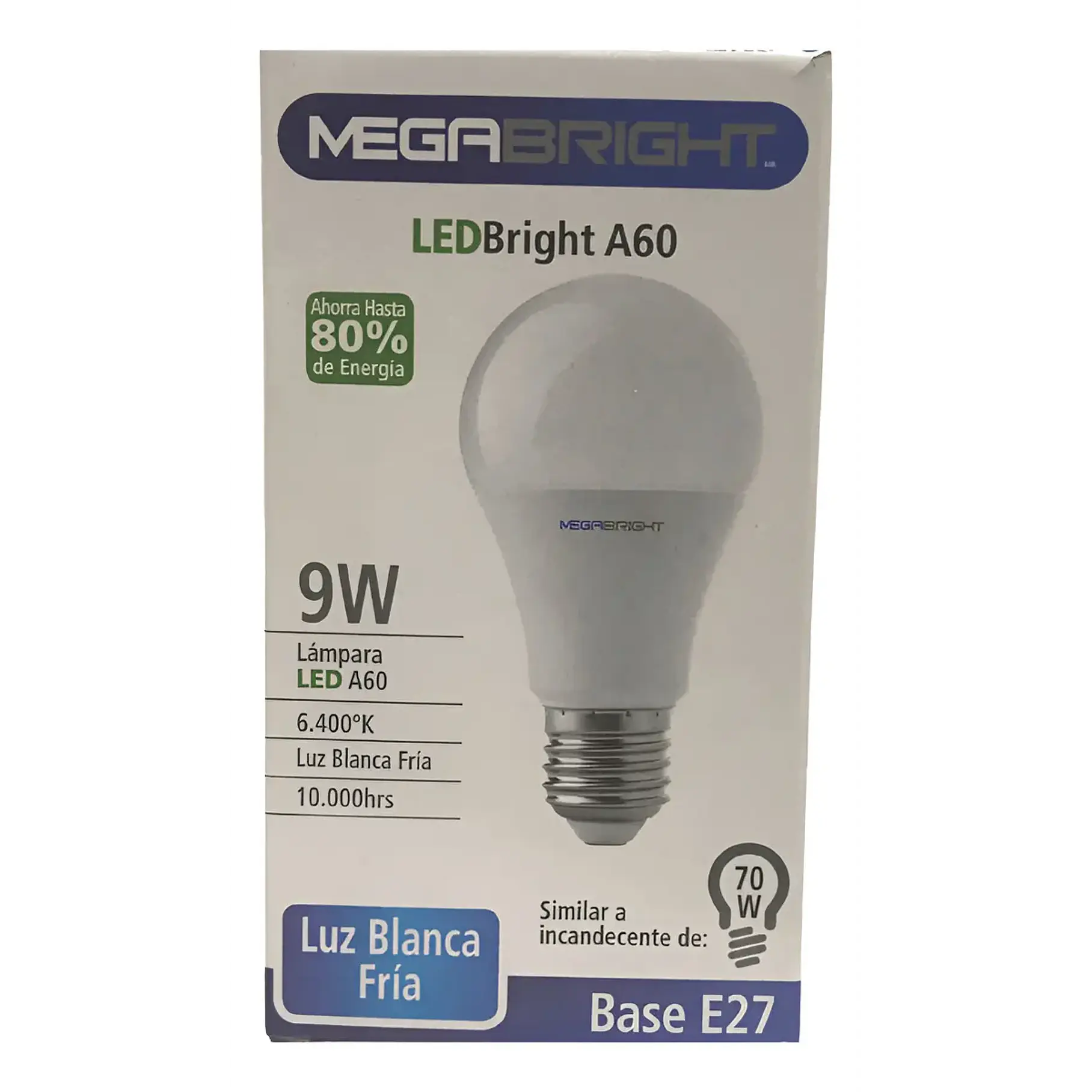 Pack 10 Ampolletas Led Megabright E27 9w Luz Fría Blanco Frío 2