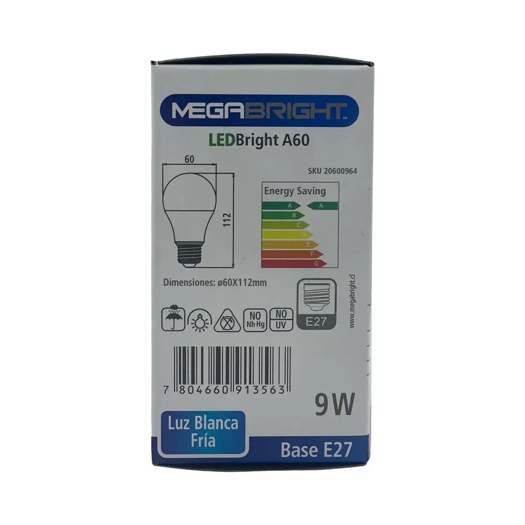 Pack 10 Ampolletas Led Megabright E27 9w Luz Fría Blanco Frío 4