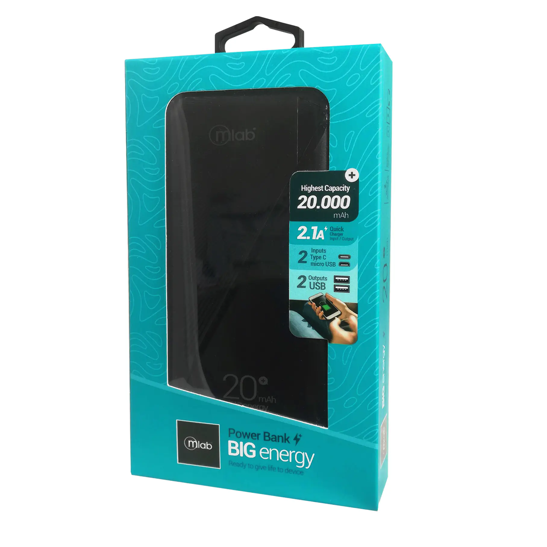 Cargador Batería portátil Power Bank BIG Energy 20.000 mAh 9221 MLAB 3