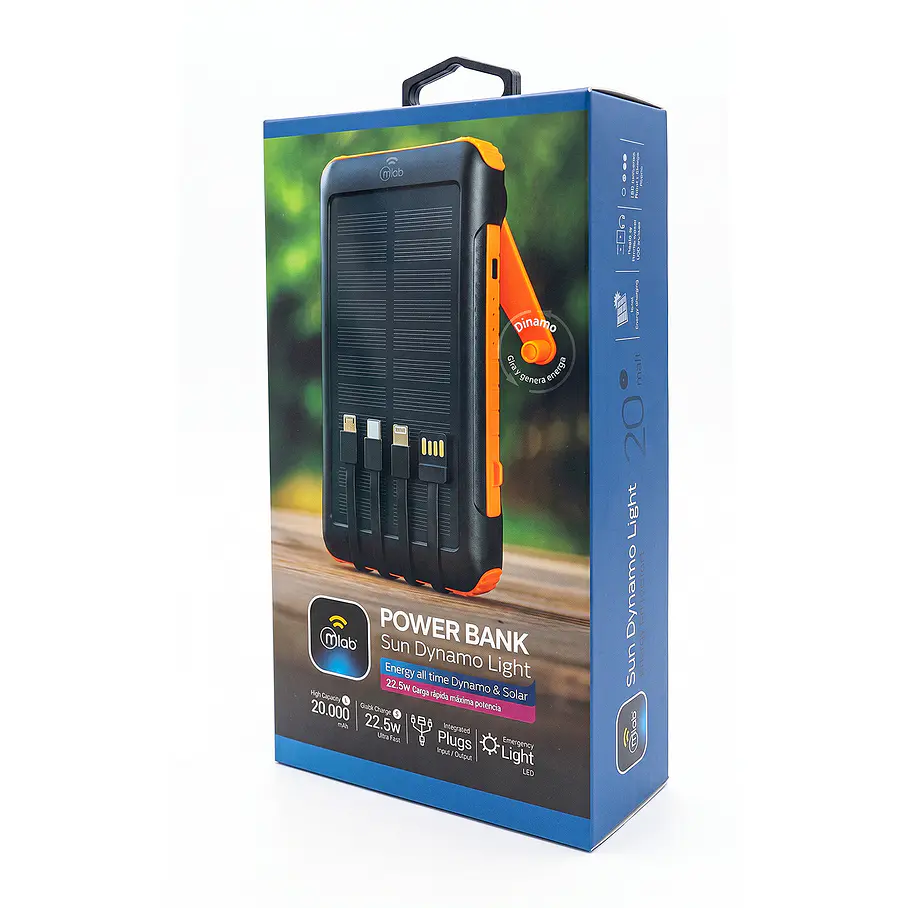 Cargador Portatil Power Bank Sun Dynamo Light 9655 Mlab Aventura 2000 mAh Con Carga Manual  1