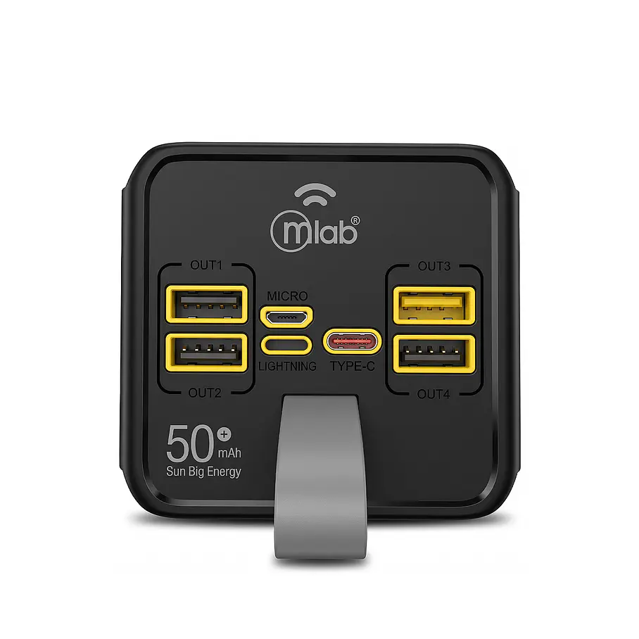 Cargador Portatil Solar Super Potente 5000 mAh Power Bank MLAB Sun Big Energy 9656 7 Puertos 4 Cables De Carga Multifuncional 4