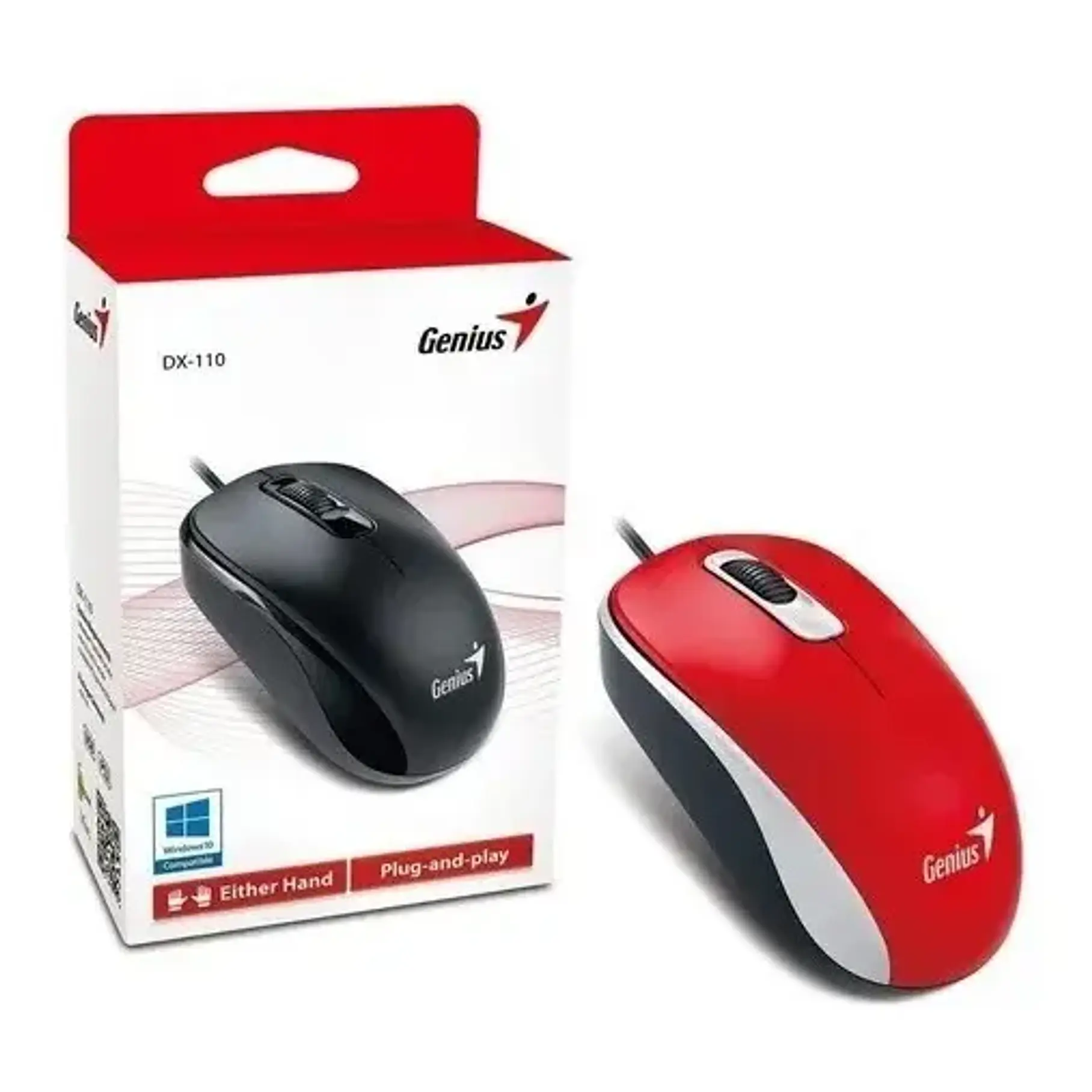 Mouse Genius DX-120 Con Cable USB 1000 dpi Rojo/Blanco/Azul Ambidiestro Windows/Mac 12