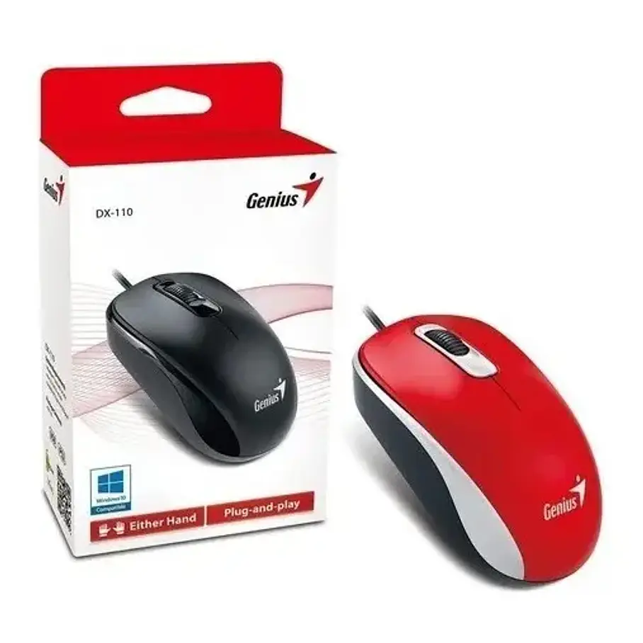 Mouse Genius DX-120 Con Cable USB 1000 dpi Rojo/Blanco/Azul Ambidiestro Windows/Mac 12